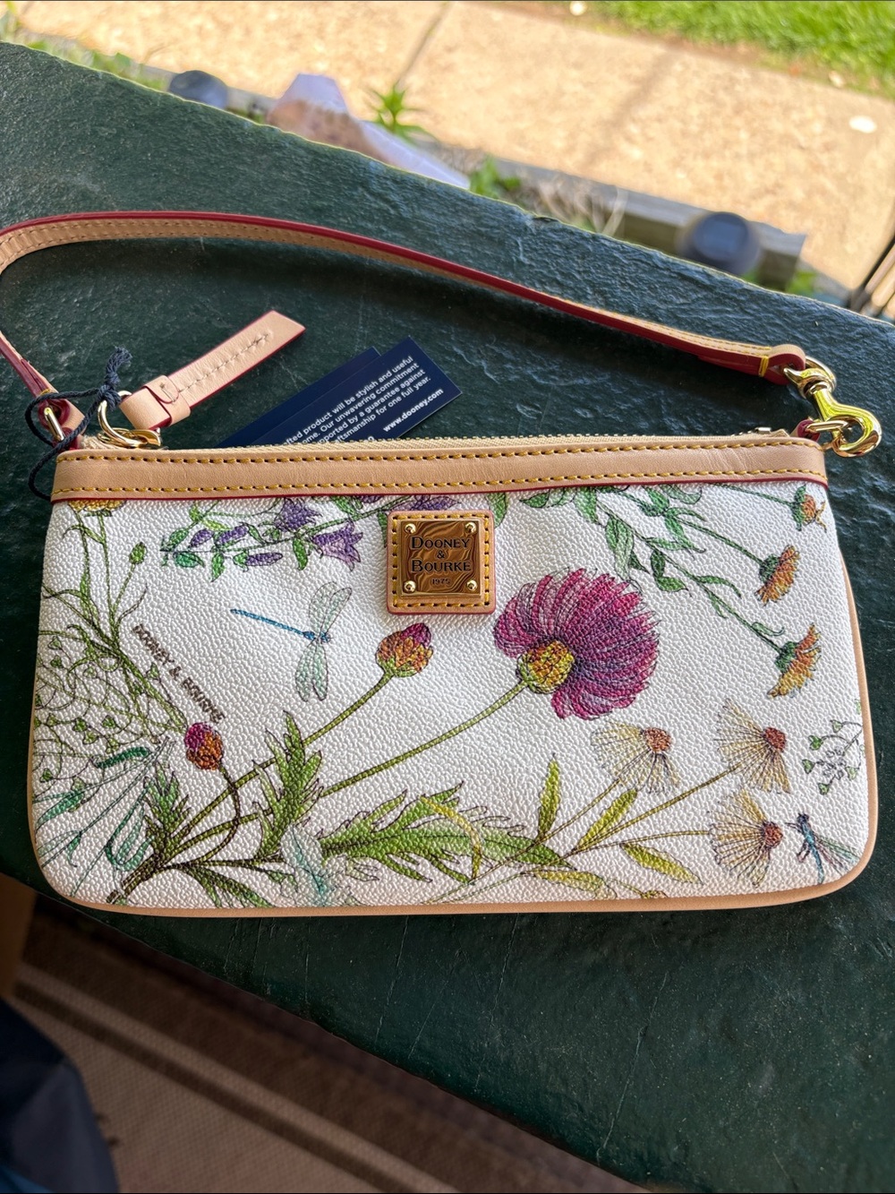 NWT Dooney & Bourke Coated cotton Botanical Large Slim Wristlet